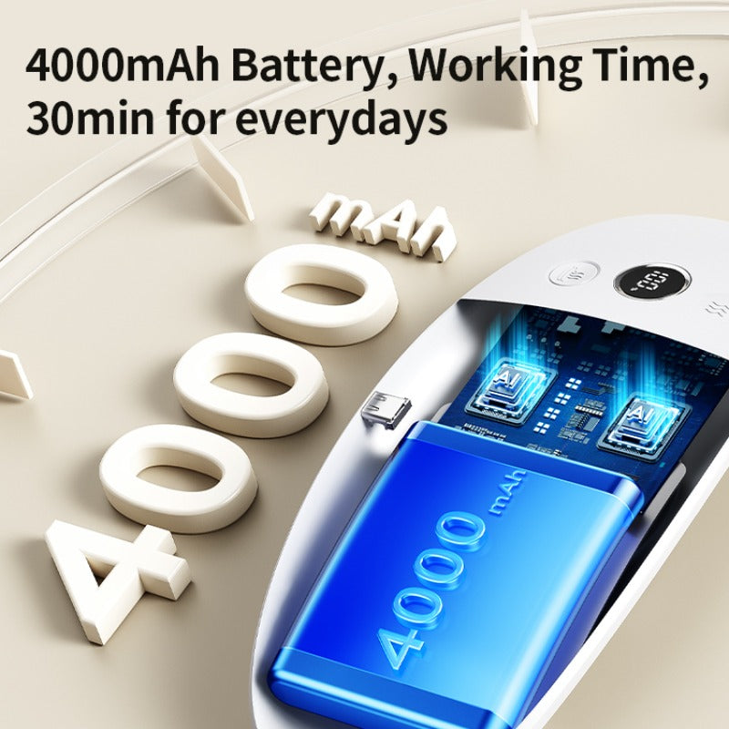 Pad For Gift mostrando batería de 4000mAh y tiempo de trabajo ideal para uso diario.