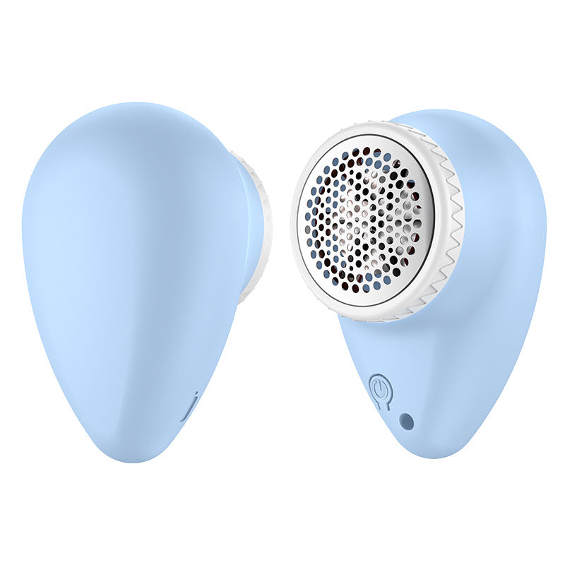 Fabric Pilling Worries portable lint shaver in blue color for home use, rechargeable and effective against fabric pilling.