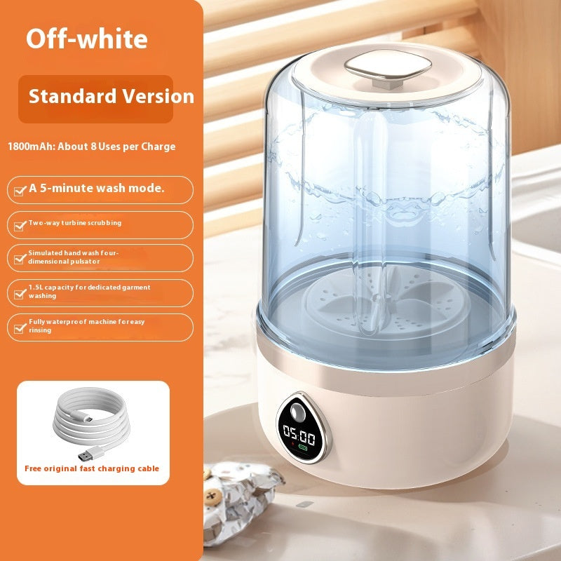 Mini Washing Machine portátil de carga automática con diseño transparente y temporizador de 5 minutos.